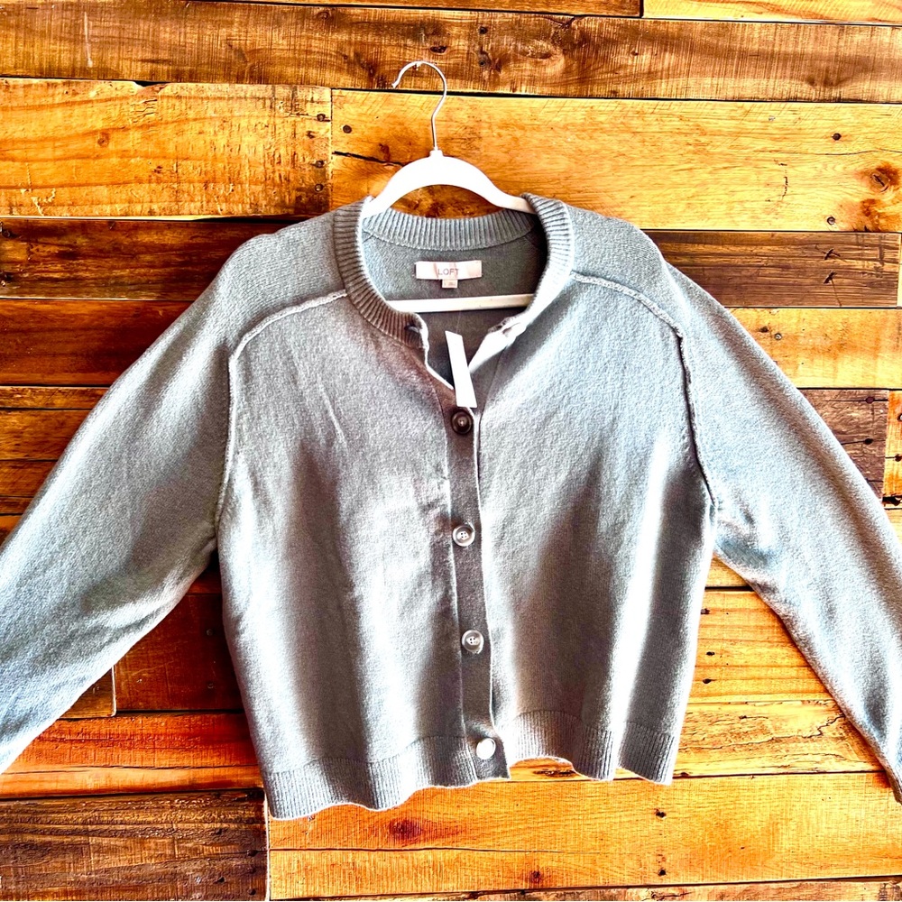 LOFT Heathered Green-Gray Women's Cardigan